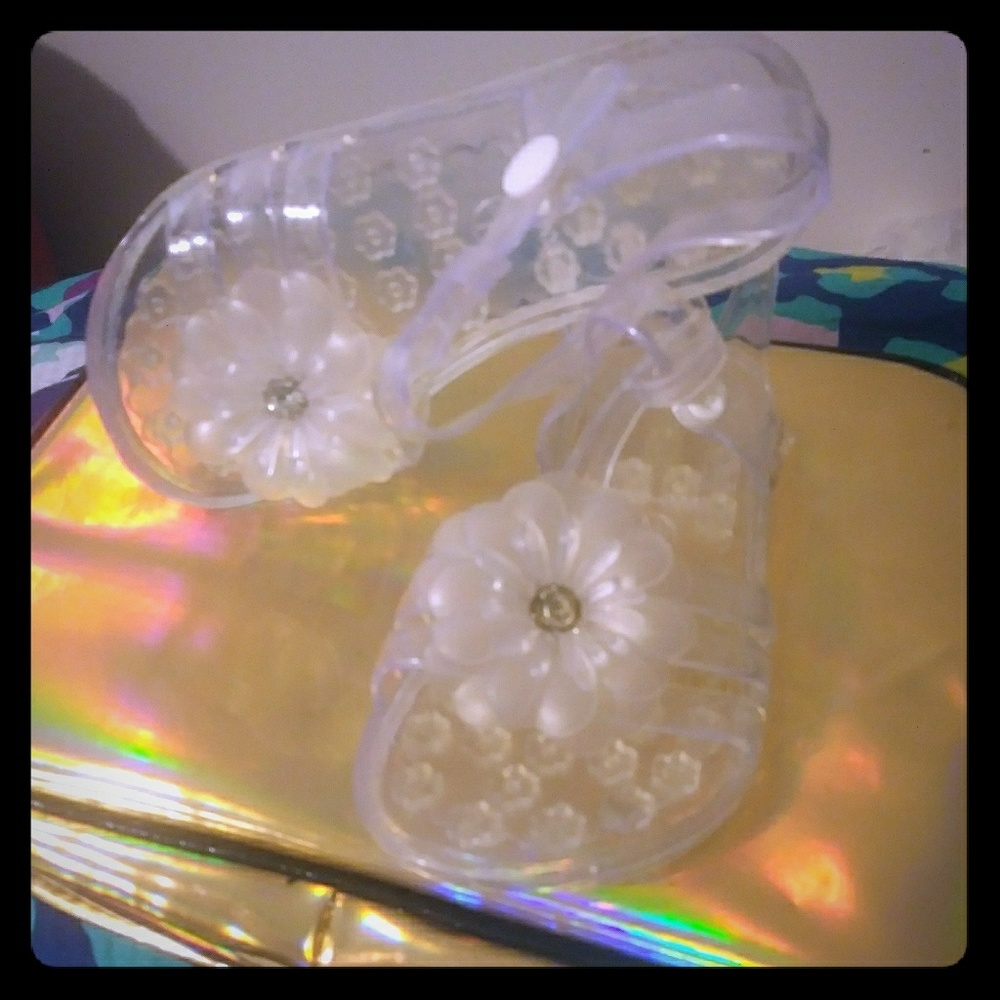 Toddler girls flower rhinestone jellies